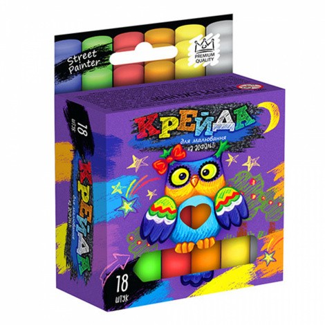 Крейда для малювання на асфальті тонка 18 шт. Danko toys MEL-02-04U