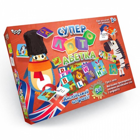 Настільна розважальна гра "Суперлото" Абетка укр\англ Danko toys СЛА-01UE