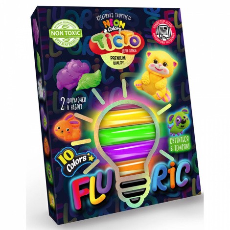 Тісто для ліплення FLUORIC 10 кол. Danko toys TMD-FL10-01U, 02U, 03U, 04U