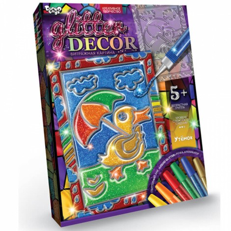 Вітражна картина (6 видів) "Glitter decor" Danko toys GD-01-01U, 02U, 03U ...06U