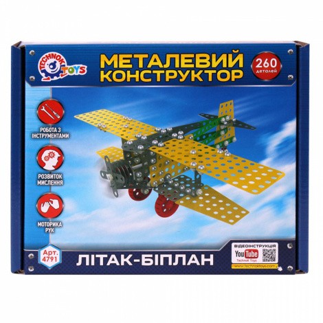 Конструктор металевий "Літак-біплан" ТехноК 4791