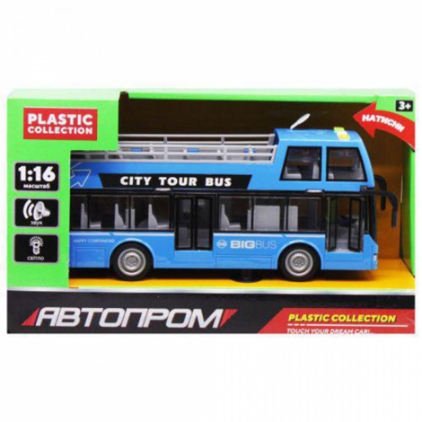 Автобус - двоповерховий батар. 7952AB "АВТОПРОМ", 2 кольори, світло, звук.