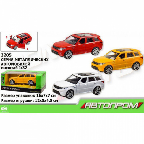 Машина метал 3205 "АВТОПРОМ" 1:32, 3 кольори, відчиняються двері, в коробці 16*7*7см
