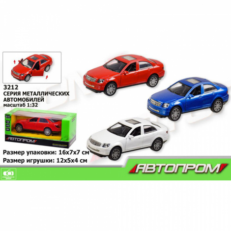 Машина метал 3212 "АВТОПРОМ", 1:32, 3 кольори, відчиняються двері, в кор.16 * 7 * 7см