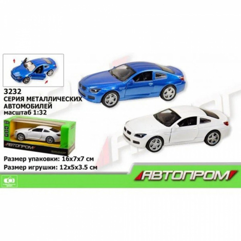 Машина метал 3232 "АВТОПРОМ", 1:32, 2 кольори, відчиняються двері, в коробці