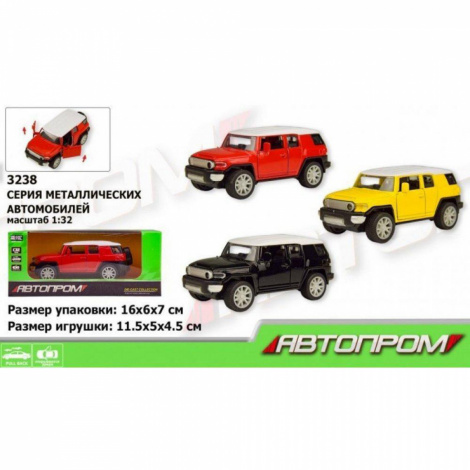 Машина метал 3238 "АВТОПРОМ" 1:32, 3 кольори, відчиняються двері, в коробці