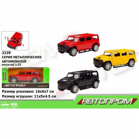Машина метал 3239 "АВТОПРОМ" 1:32, 3 кольори, відчиняються двері, в коробці 16*7*7см