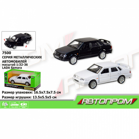 Машина метал 7500 "АВТОПРОМ" 1:32-36 LADA SAMARA 2 кольори, світло, звук, у коробці 16.5*7.5*7.5см