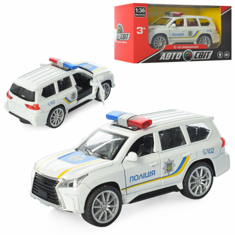Машинка AS-1833 АвтоСвіт 1:36, метал, інерція, поліція, 11,5см, відчиняються двері, в коробці 14-7-6,5см