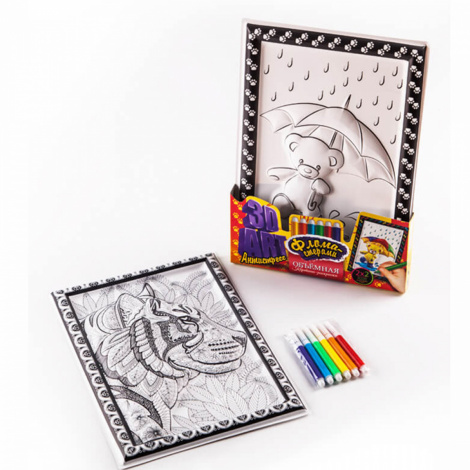 3D ART Антистрес розмальовка фломастер. 3DA-01-01,02,03,04,04,06 Danko toys