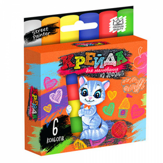 Крейда для малювання на асфальті тонка 6 шт. Danko toys MEL-02-01U