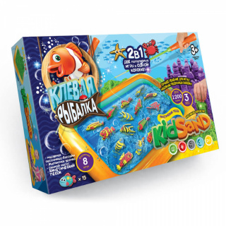 Гра велика настільна 2в1 "Кльова рибалка" та кінетичний пісок KIDSAND Danko toys KRKS-01-01U