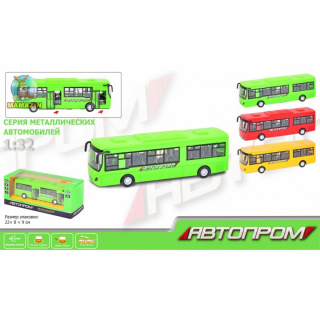 Автобус метал 7780 "АВТОПРОМ" 1:32, 3 кольори, світло, звук.