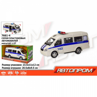 Машина 7661-4 АВТОПРОМ "Поліція" 1:27, світло, звук, відчиняються двері, в коробці