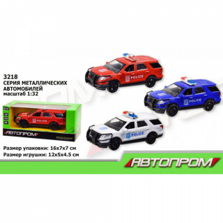 Машина метал 3218 "АВТОПРОМ" 1:32, 3 кольори, відчиняються двері, в коробці.16*7*7см