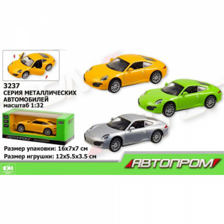 Машина метал 3237 "АВТОПРОМ 1:32, 3 кольори, відчиняються двері, в коробці