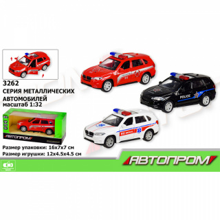 Машина метал 3262 "АВТОПРОМ" 1:32, 3 кольори, відчиняються двері, в коробці