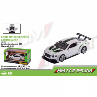Машина метал 4345 "АВТОПРОМ" 1:43 Bentley Continental GT3, відчиняються двері, в коробці