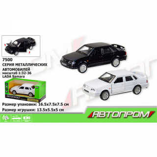 Машина метал 7500 "АВТОПРОМ" 1:32-36 LADA SAMARA 2 кольори, світло, звук, у коробці 16.5*7.5*7.5см