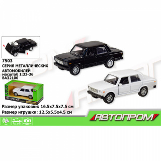Машина метал 7503 "АВТОПРОМ" 1:32-36 ВАЗ 2106, 2 кольори, світло, звук, в коробці
