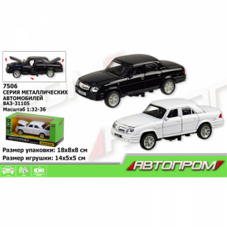 Машина метал 7506 "АВТОПРОМ" 1-32-36 ВОЛГА світло, звук, у коробці 18*8*8см
