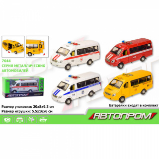 Машина метал 7644 "Автопром", батарейки, світло, звук