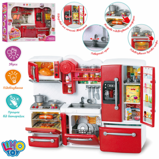 Меблі 66079 кухня, 29-38см, плита, холодильник, звук, світло, посуд, продукти, батарейка, в коробці
