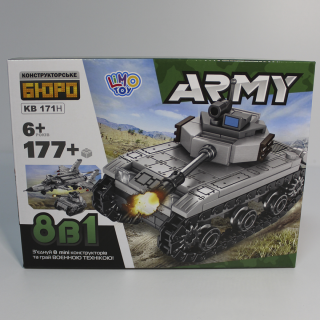 Конструктор KB171 військовий, транспорт, від 109 деталей, 8 шт (8 видів) у дисплеї, 43-16,5-17,5см