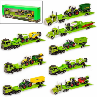 Трейлер метал 7842AB "АВТОПРОМ" 1:50, 8 видів + трактор у коробці 31,5*10*5см